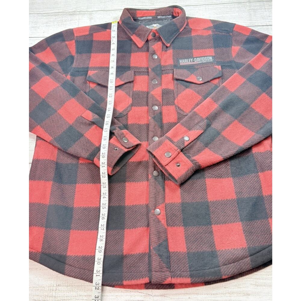 Harley-Davidson Men's H-D Plaid Fleece Shirt Jacket Black Red Size XL - Picture 3 of 5